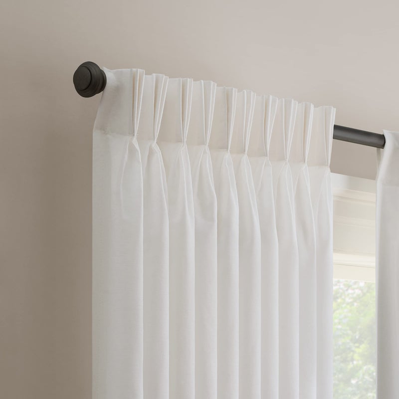 Waverly Serendipity 10 Pinch Pleat Light Filtering Rod Pocket Window Curtain for Living Room (1 Panel), 50 in x 84 in, White - Image 3
